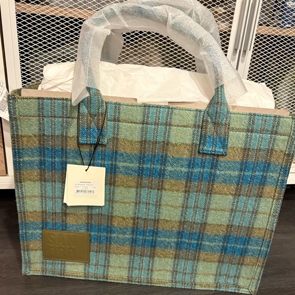 SANDRO plaid tote bag NWT - Picture 1 of 3
